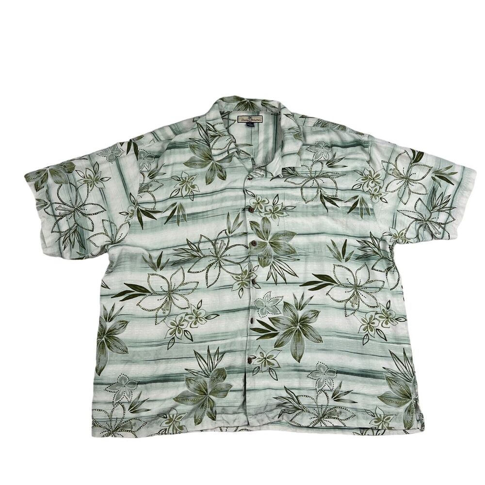 Tommy Bahama Silk Floral Button Front Hawaiian Shirt Mens Size XXL